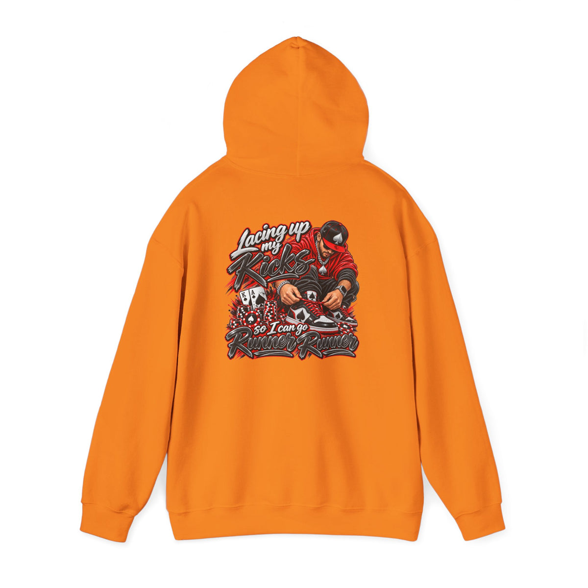 Poker-Inspired Streetwear Lace-up Graphic Hoodie