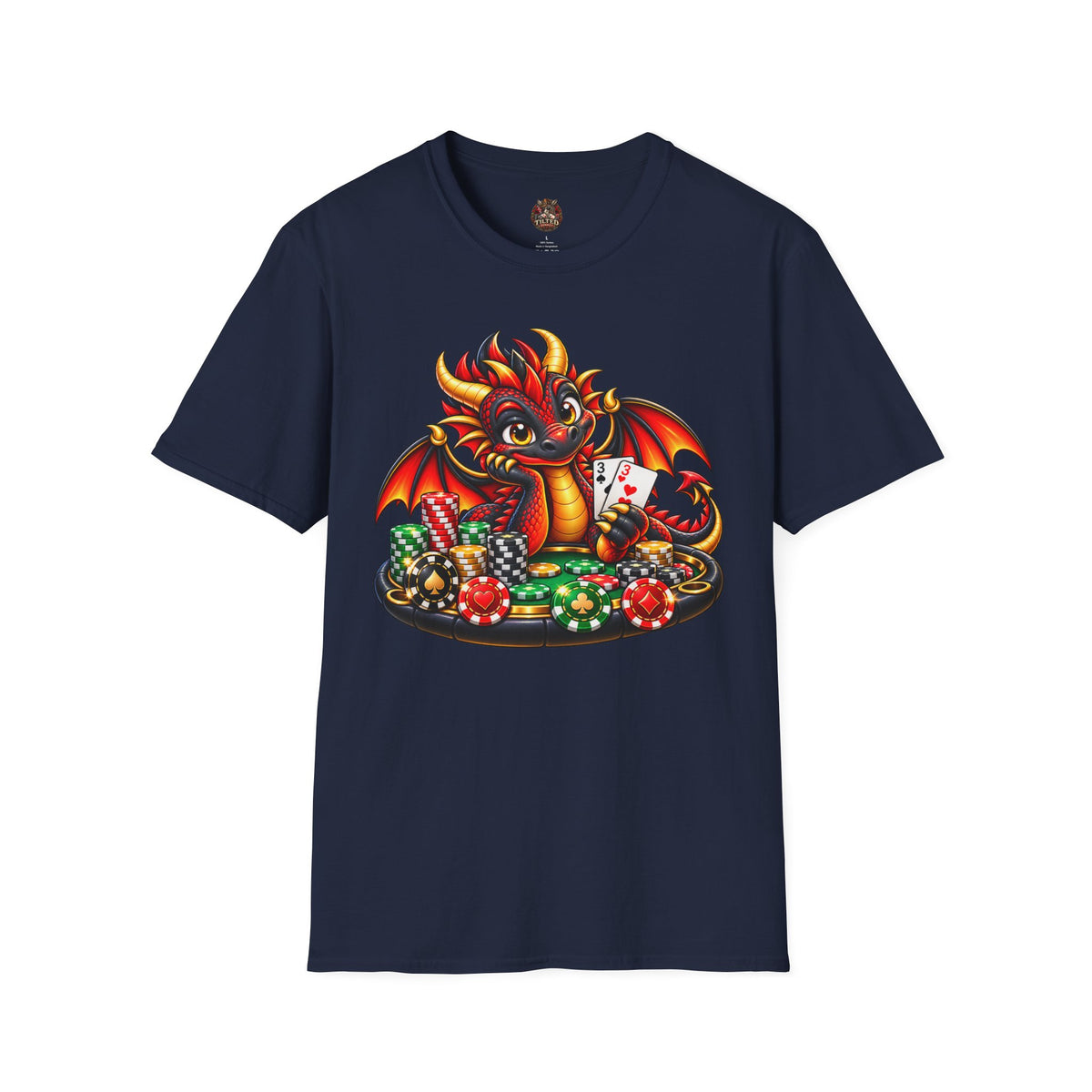 Dragon Poker Tee — Cute Red Dragon with Dice & Poker Chips T-Shirt