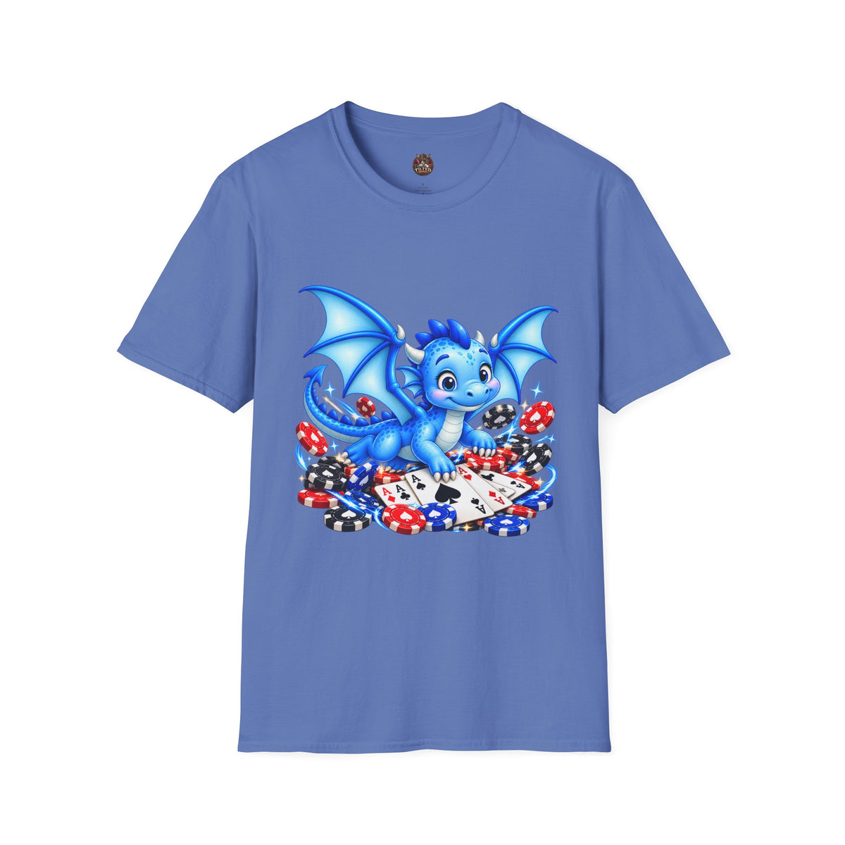 Cute Blue Dragon with Poker Chips T-Shirt