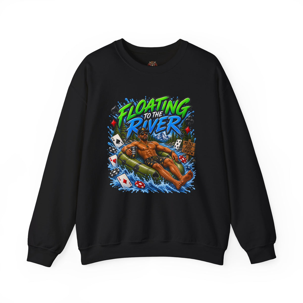Crewneck Sweatshirt — "Floating to the River" Graphic Relaxed-Fit Pullover