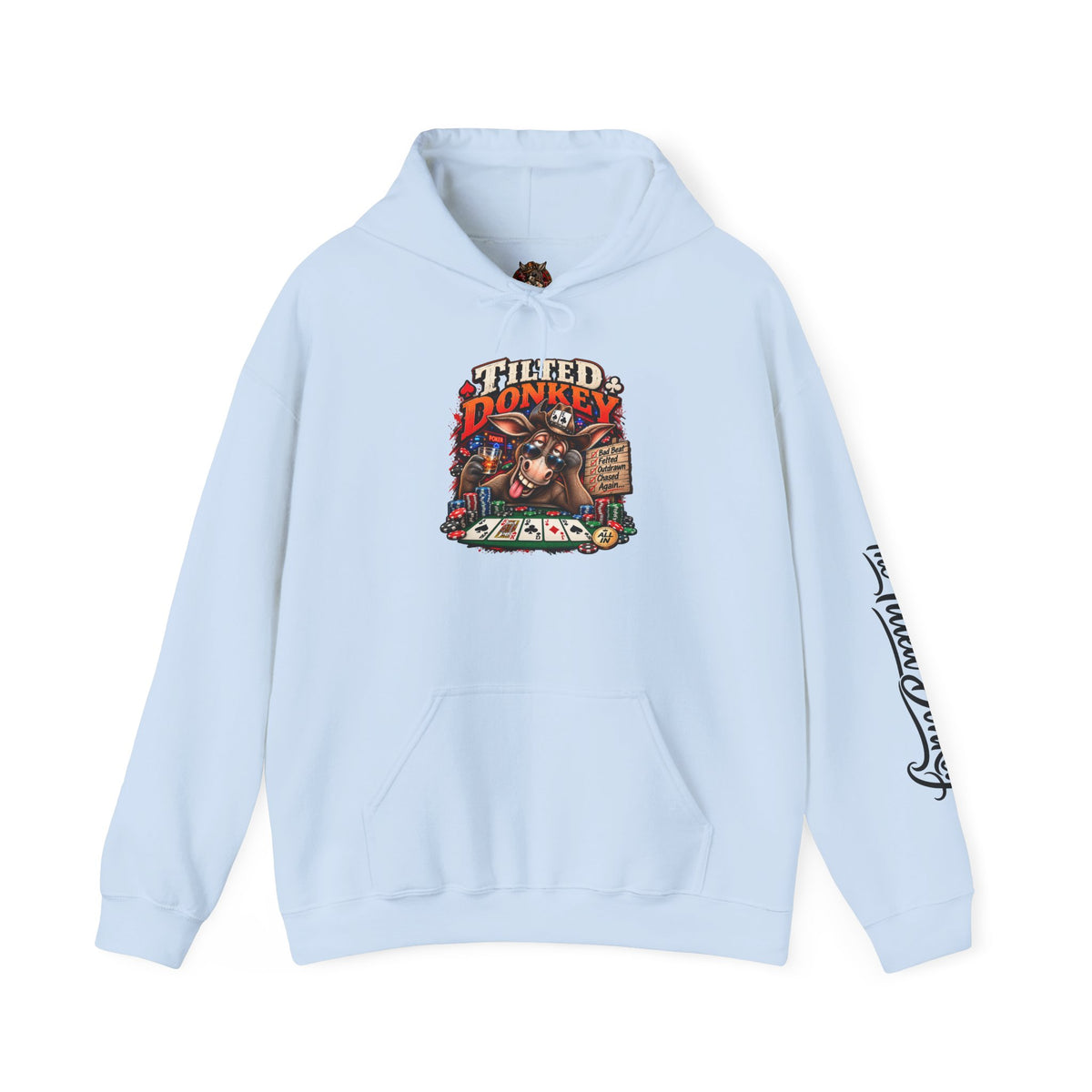 Vintage Tilted Donkey Poker Graphic Hooded Sweatshirt