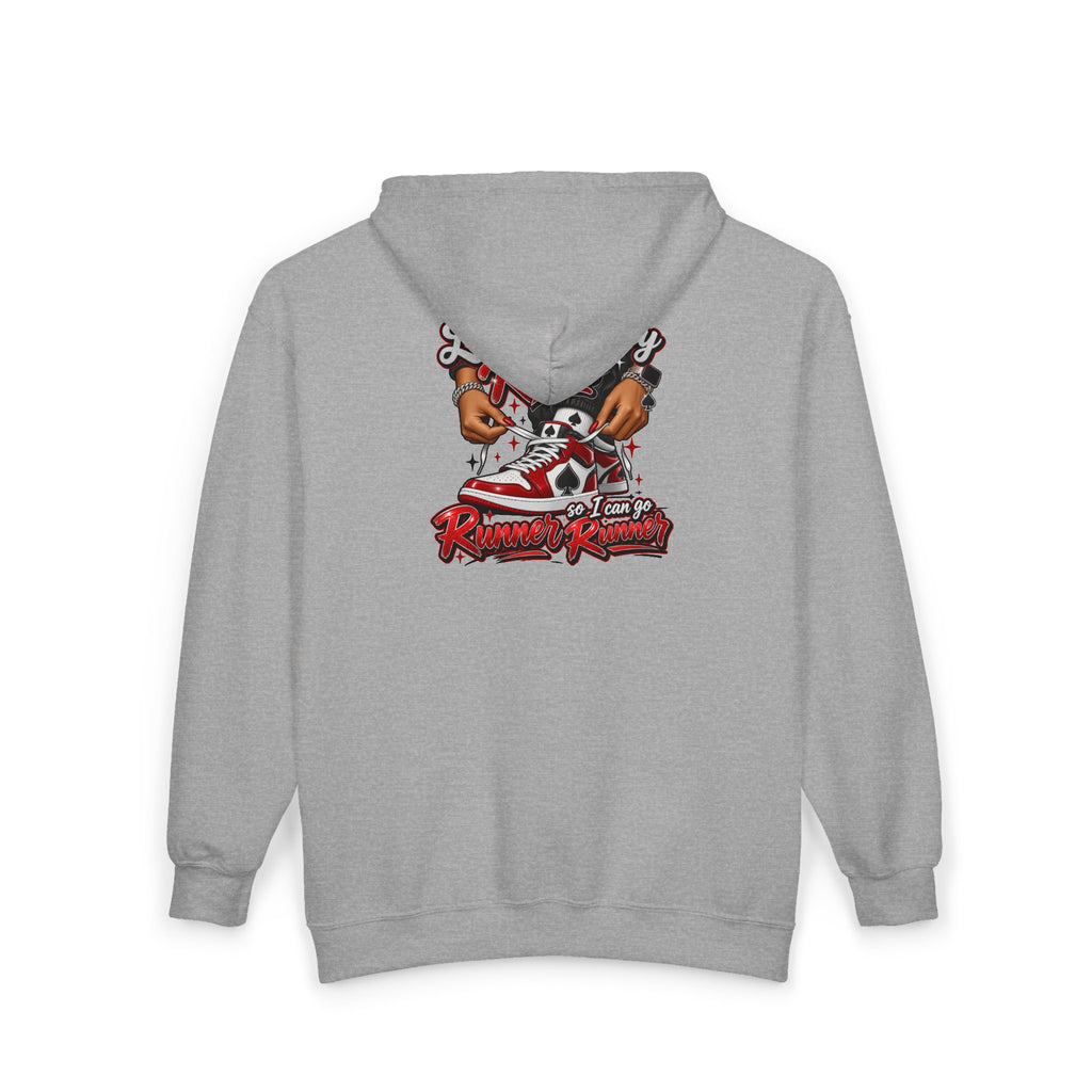 Poker Runner Kicks Zip Hoodie – “Runner Runner” Streetwear Graphic Hoodie