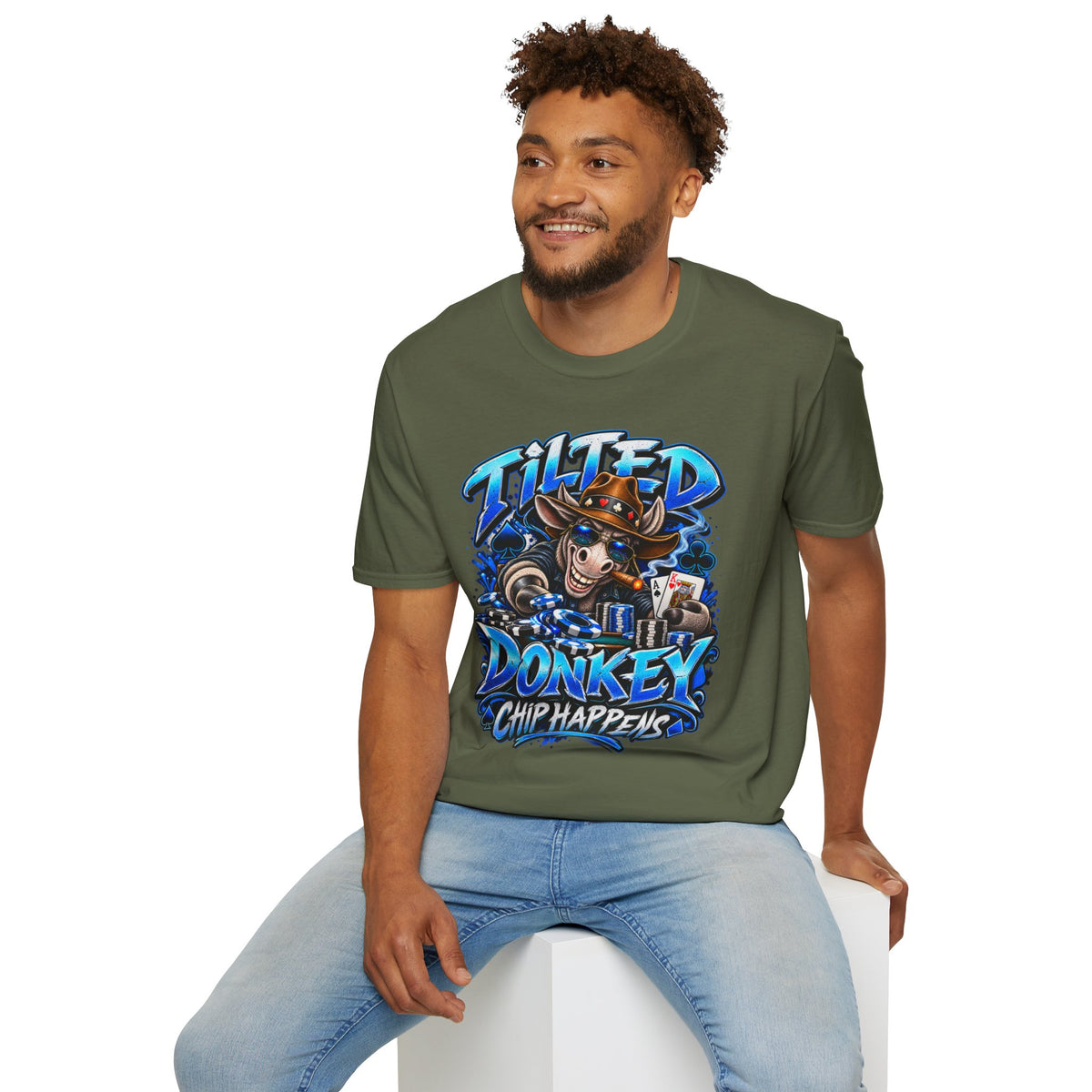 Tilted Donkey Chip Happens Graphic T-Shirt