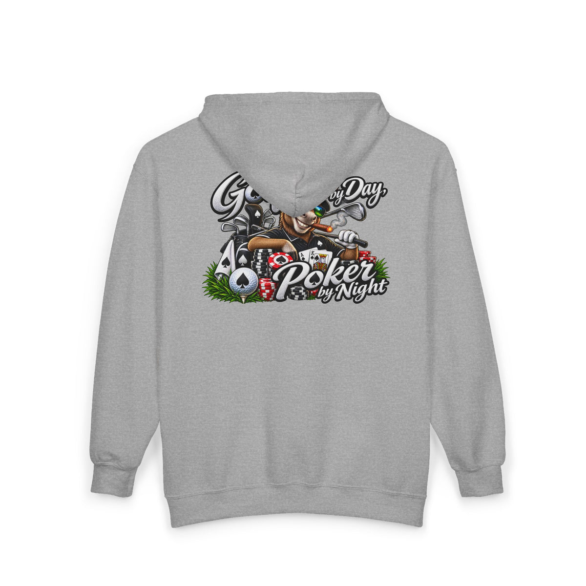 Golf by Day, Poker by Night Zip Hoodie – Golf & Poker Graphic