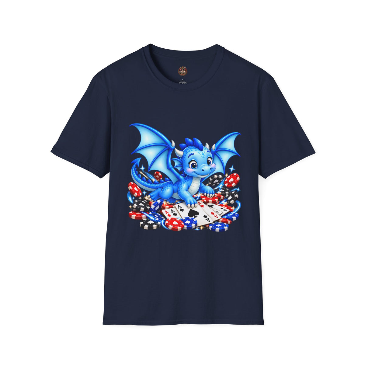 Cute Blue Dragon with Poker Chips T-Shirt