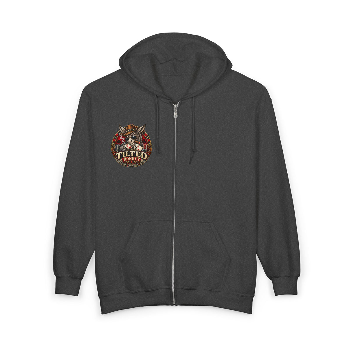 Unisex Heavy Blend™ Brand Label Poker Full Zip Hooded Sweatshirt