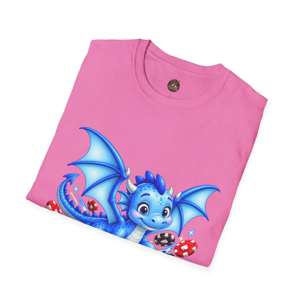 Cute Blue Dragon with Poker Chips T-Shirt