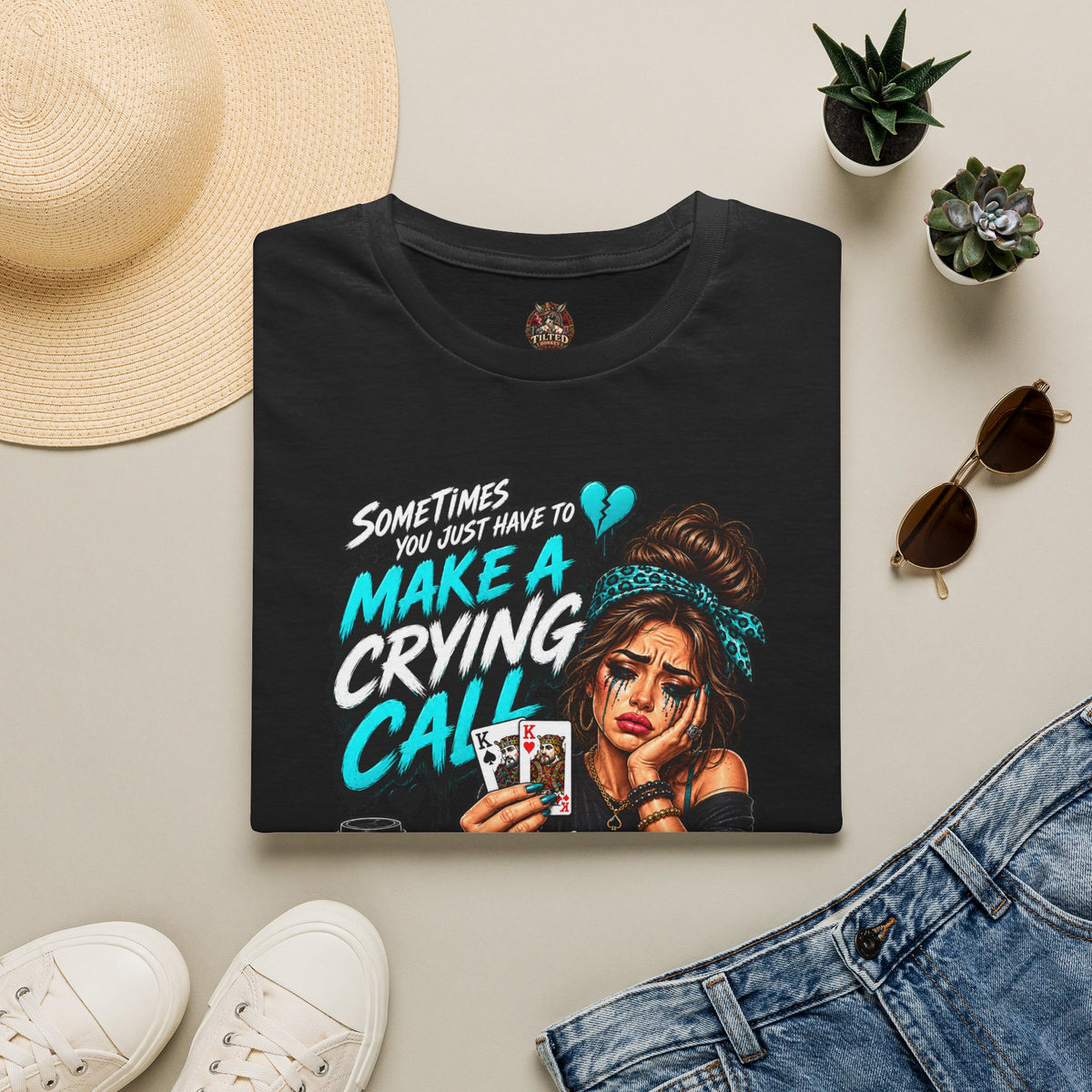 Crying Call Graphic Poker Tee