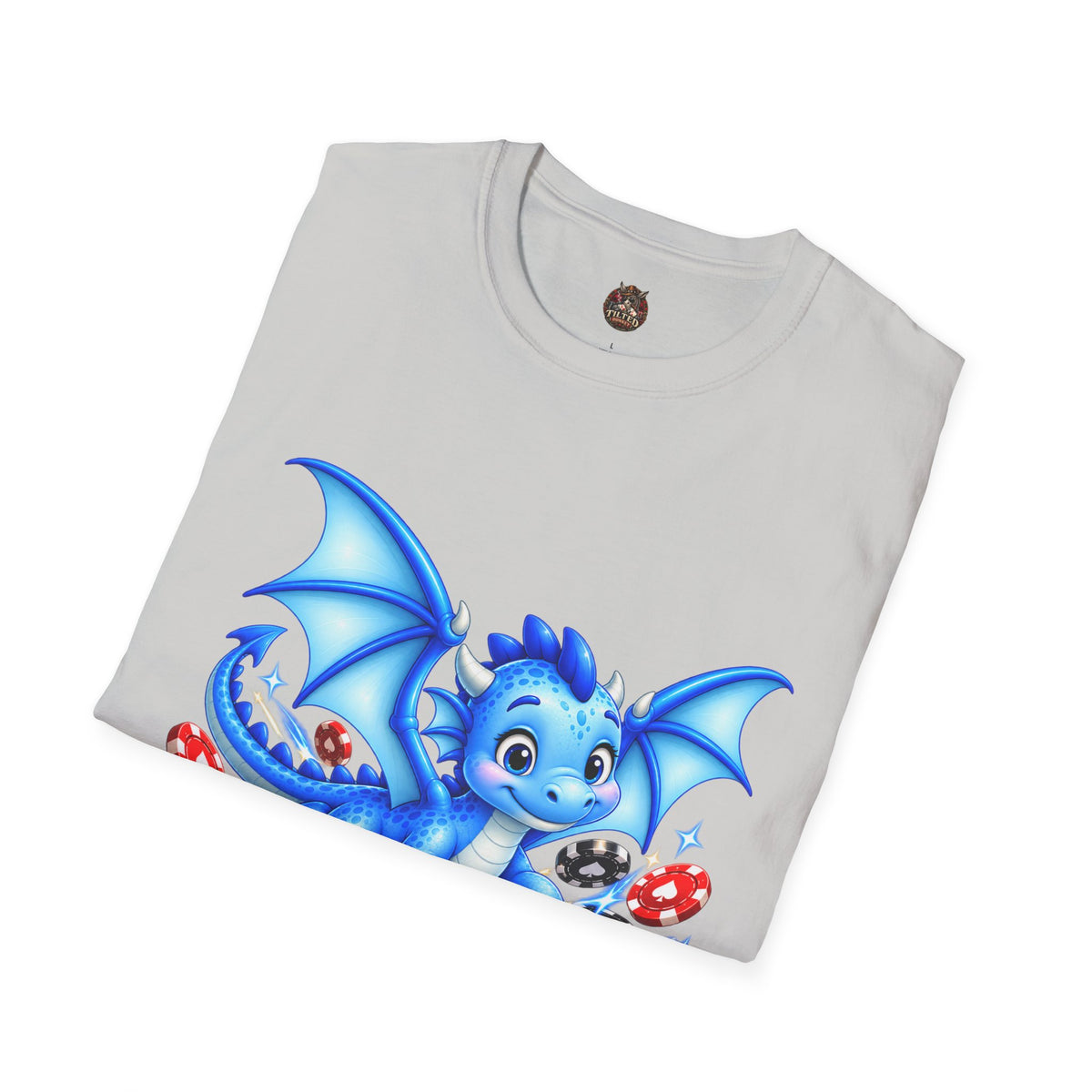 Cute Blue Dragon with Poker Chips T-Shirt
