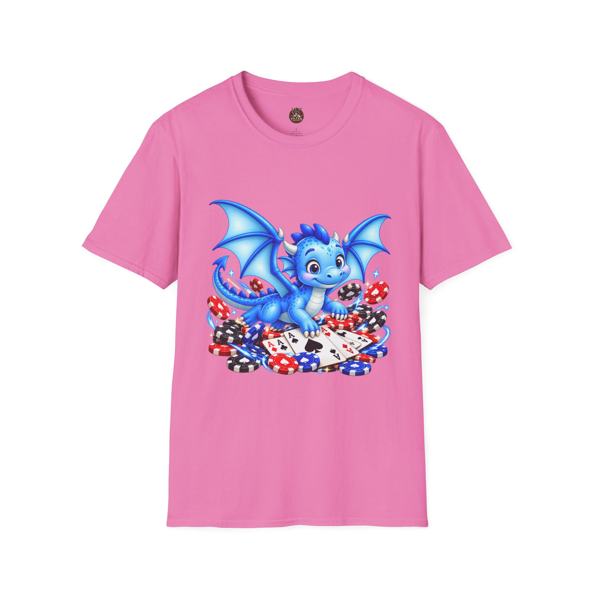 Cute Blue Dragon with Poker Chips T-Shirt