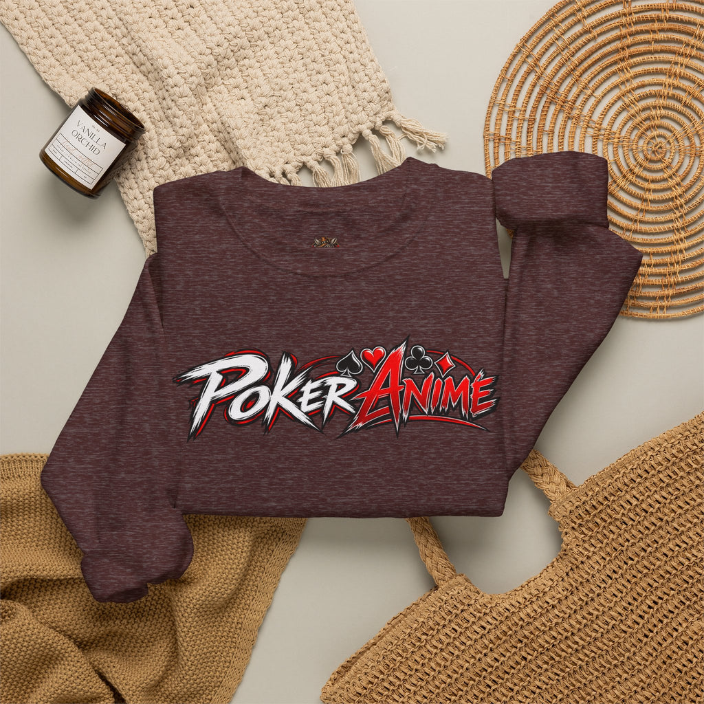 Poker Anime Crewneck Sweatshirt — "Play the Player, Not Your Cards" Graphic