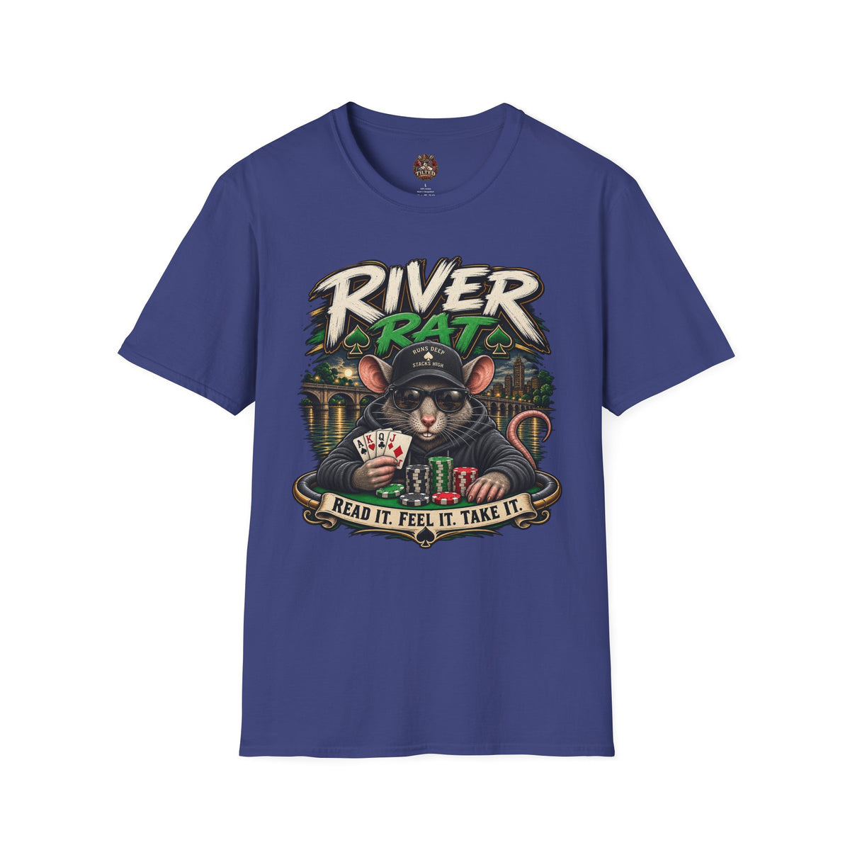 River Rat T-Shirt — 'River Rat' Graphic Tee with Playing Cards (Read It. Feel It. Take It.)