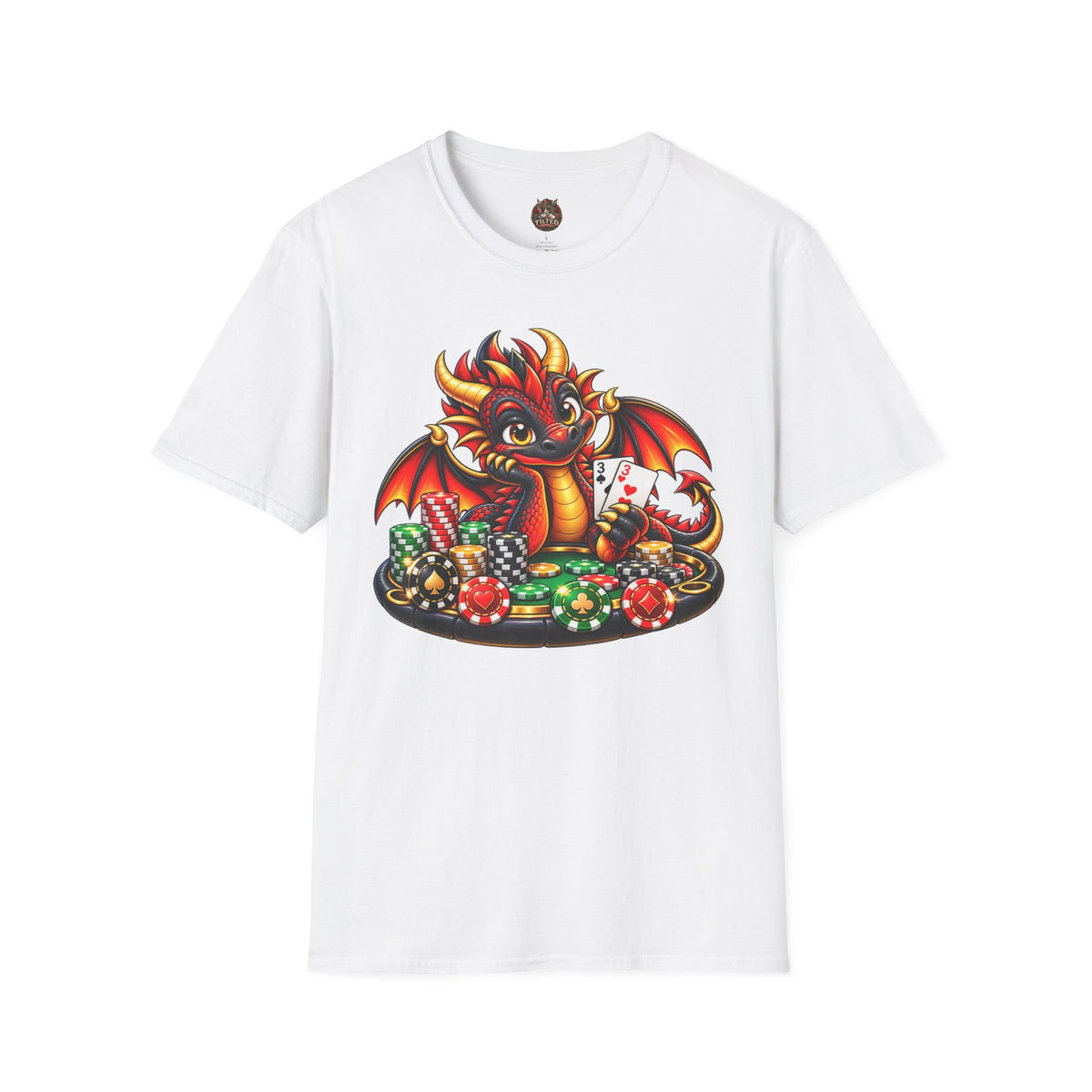 Dragon Poker Tee — Cute Red Dragon with Dice & Poker Chips T-Shirt