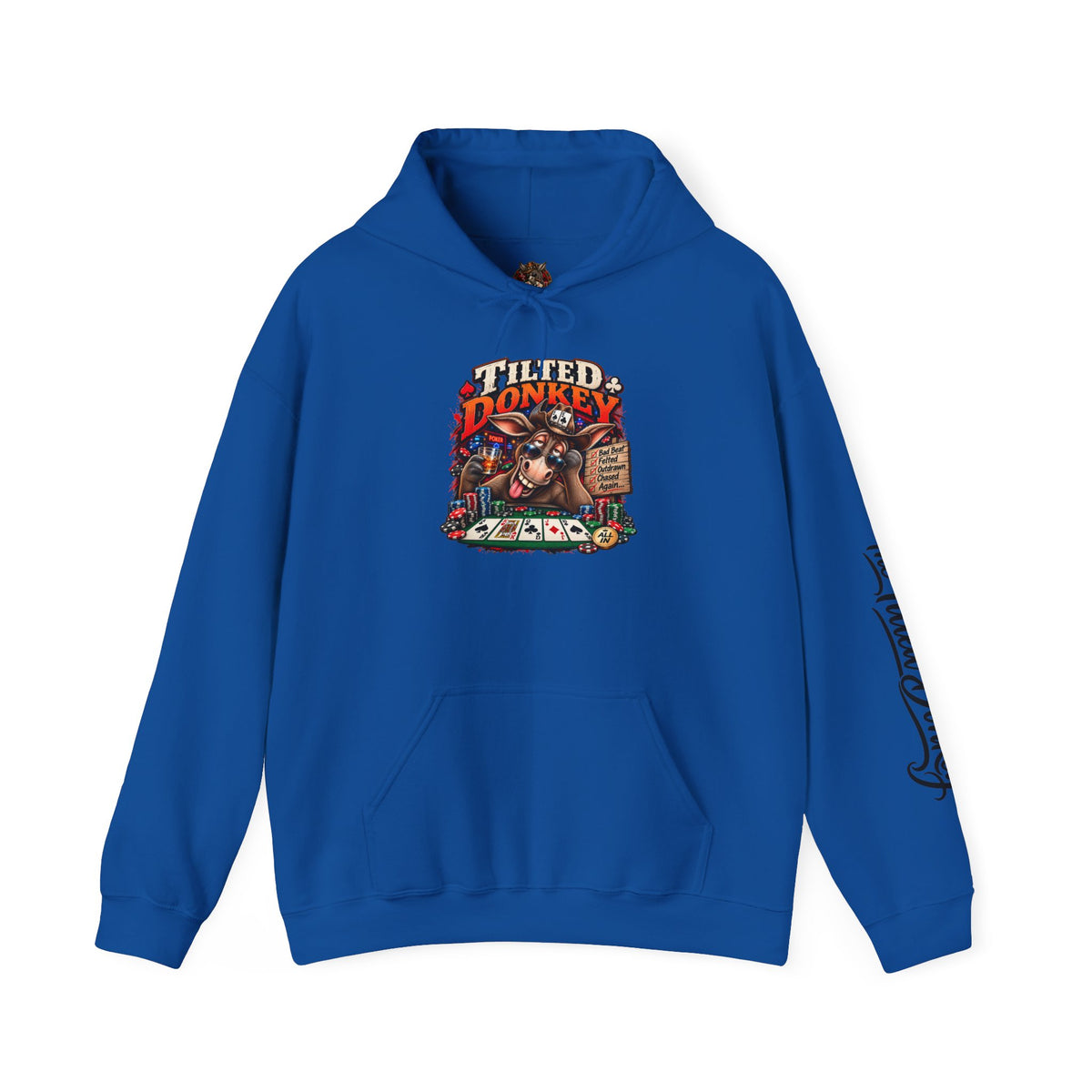Vintage Tilted Donkey Poker Graphic Hooded Sweatshirt