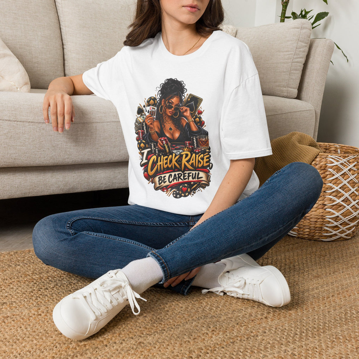 Poker Queen— "I Check Raise Be Careful" Graphic Tee