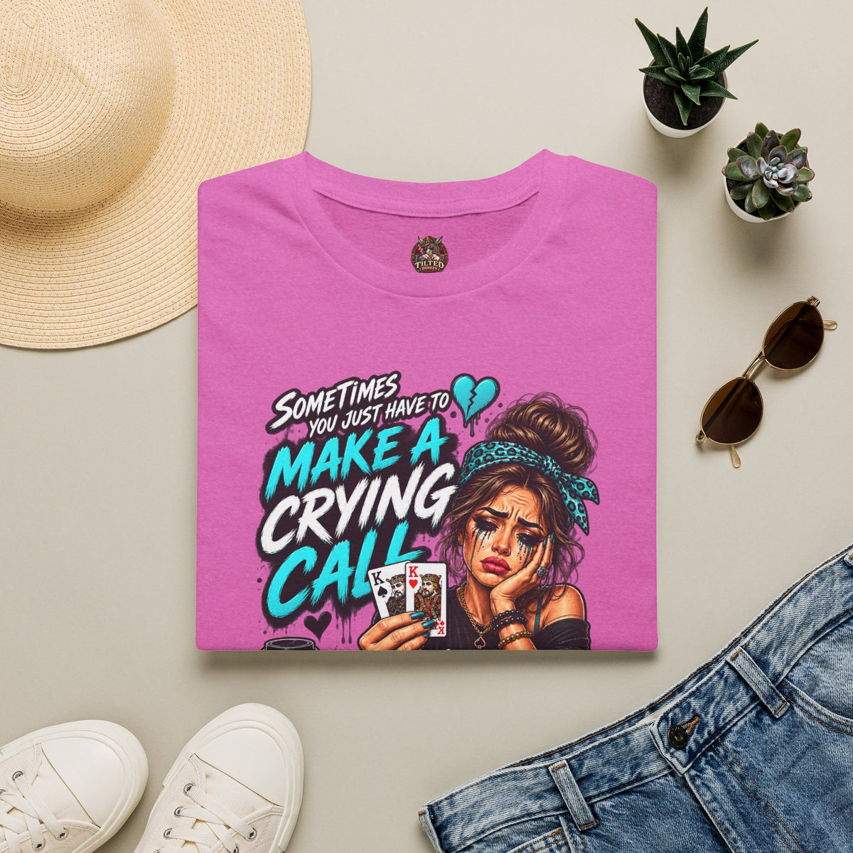 Crying Call Graphic Poker Tee