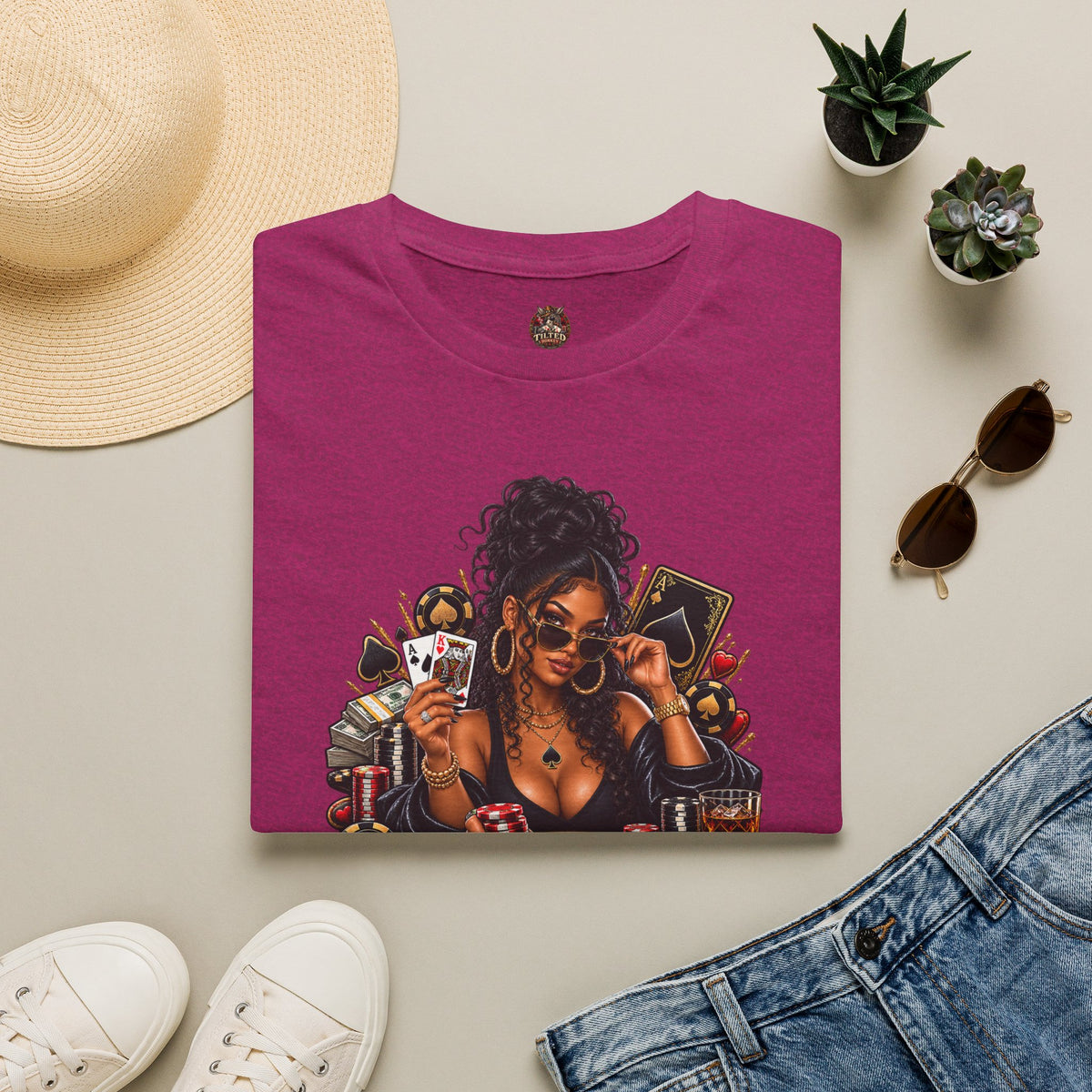 Poker Queen— "I Check Raise Be Careful" Graphic Tee