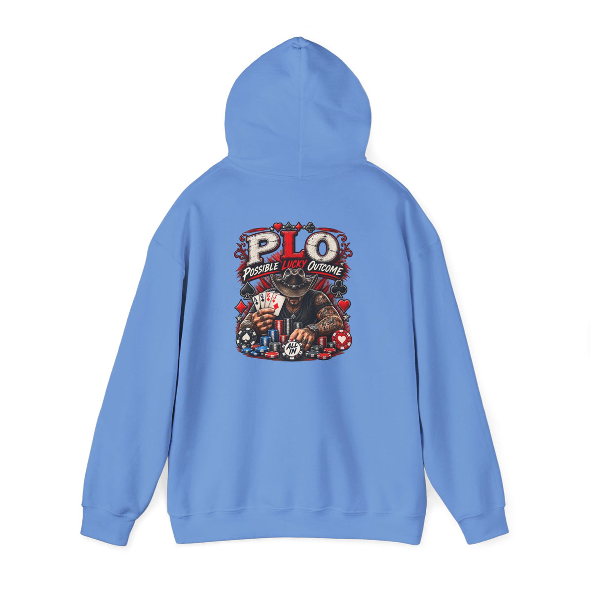 P.L.O. Pot-Limit Omaha Graphic Hooded Sweatshirt-"Professional Luck Observer"