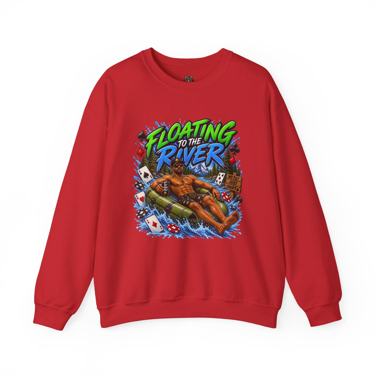 Crewneck Sweatshirt — "Floating to the River" Graphic Relaxed-Fit Pullover