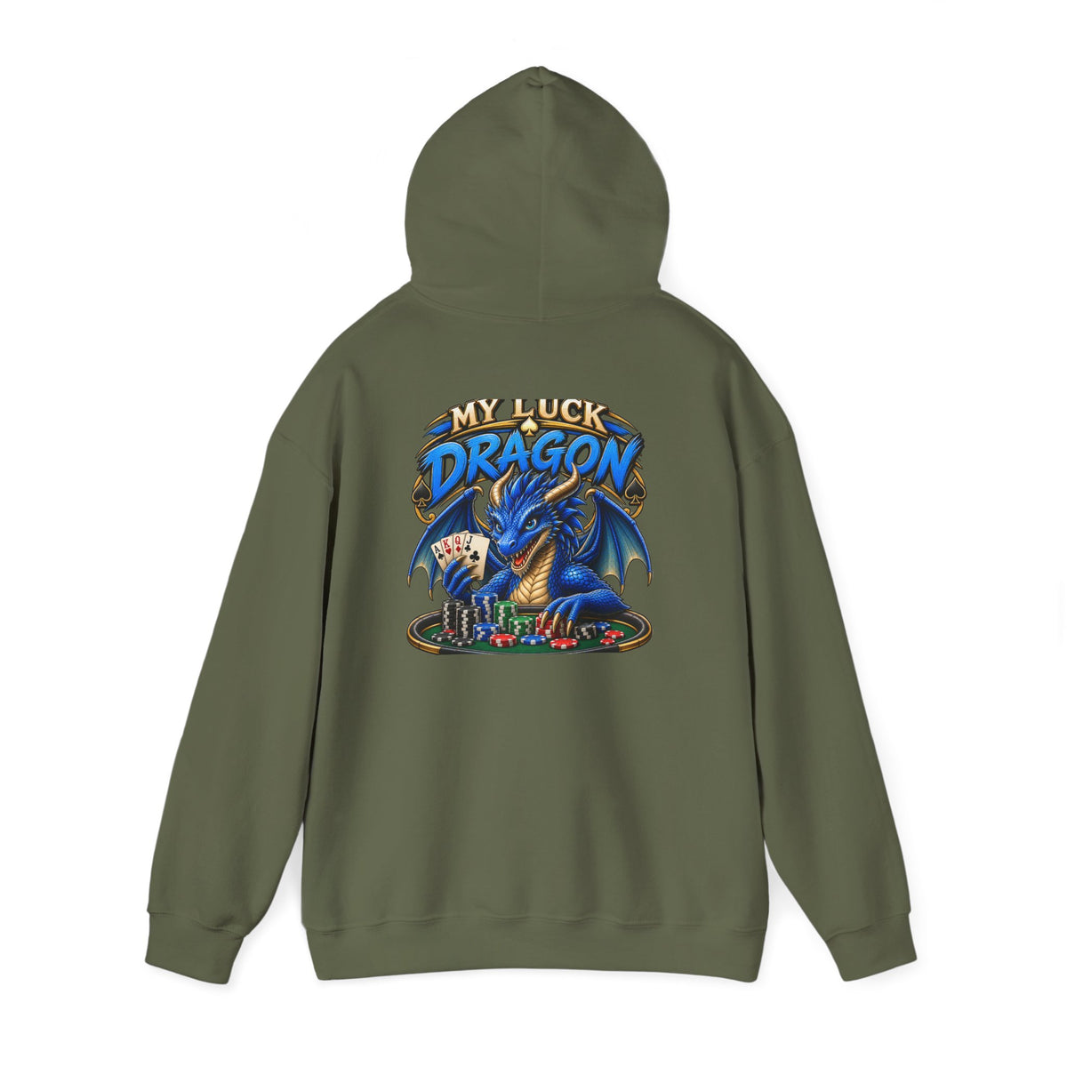 Dragon Poker Graphic Hoodie — “My luck dragon is strong”