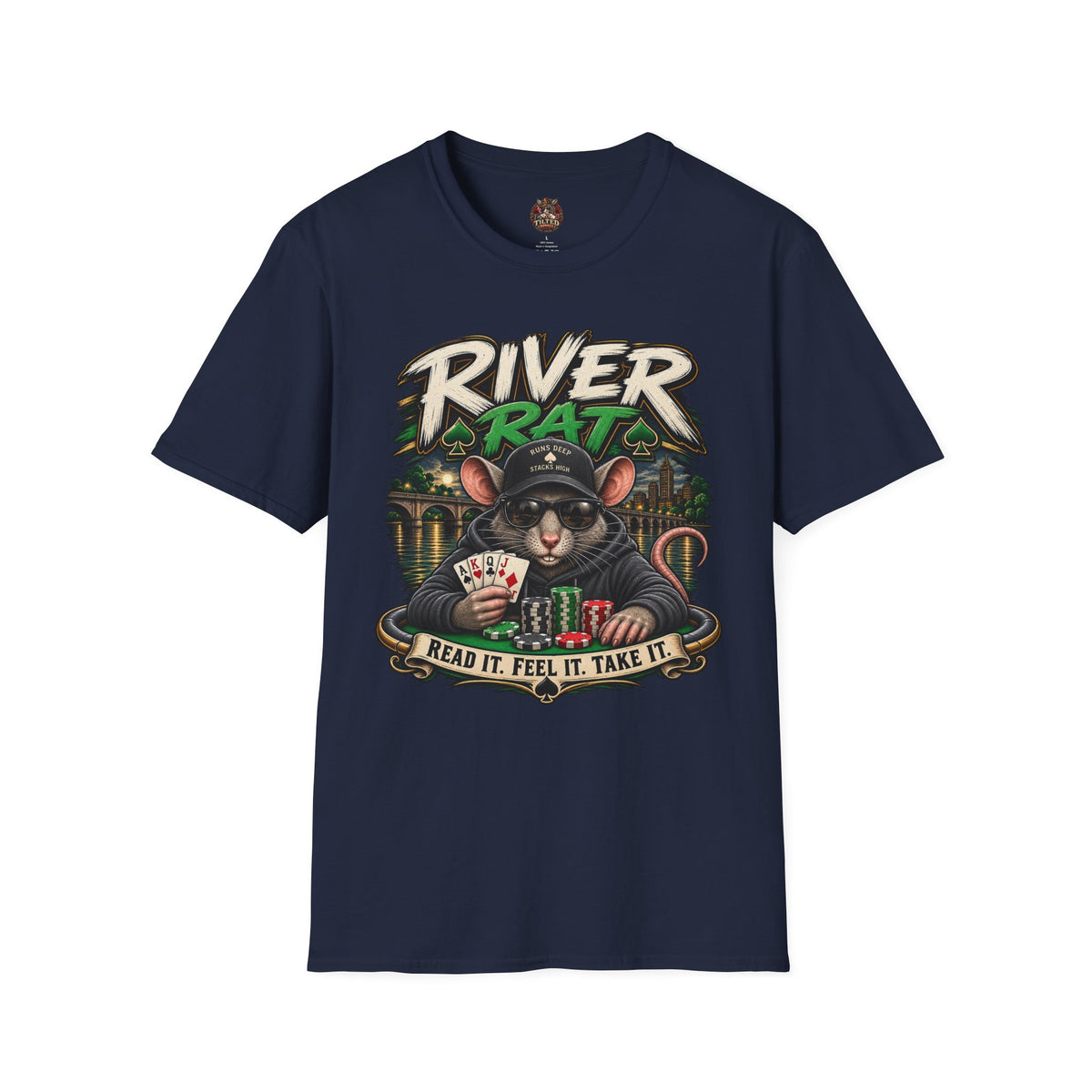 River Rat T-Shirt — 'River Rat' Graphic Tee with Playing Cards (Read It. Feel It. Take It.)