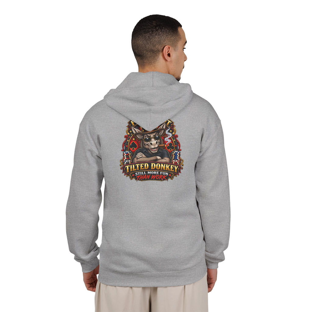 Unisex Heavy Blend™ Brand Label Poker Full Zip Hooded Sweatshirt