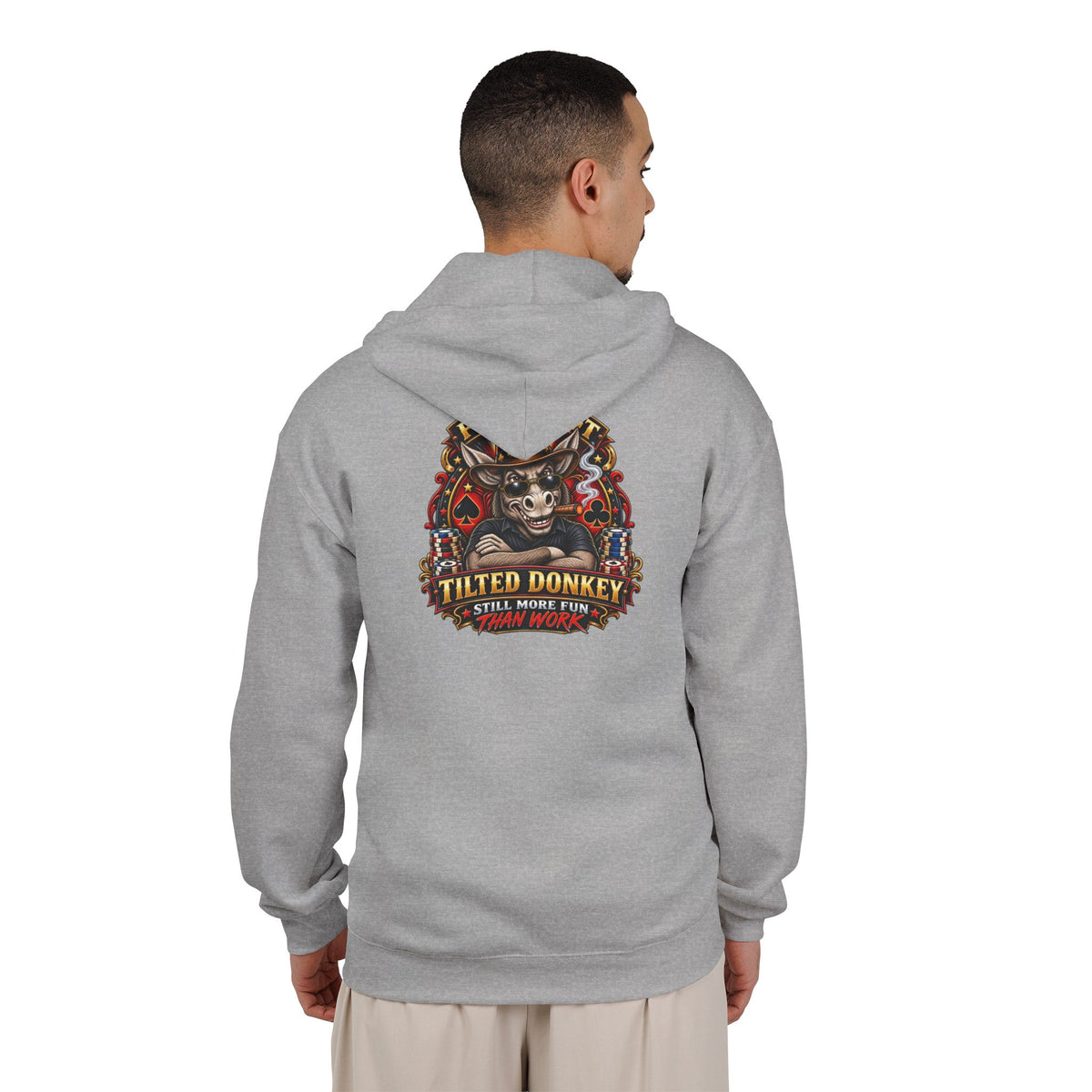 Unisex Heavy Blend™ Brand Label Poker Full Zip Hooded Sweatshirt