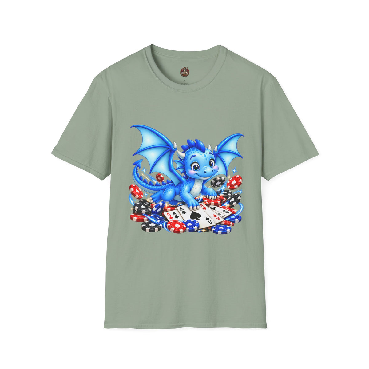 Cute Blue Dragon with Poker Chips T-Shirt