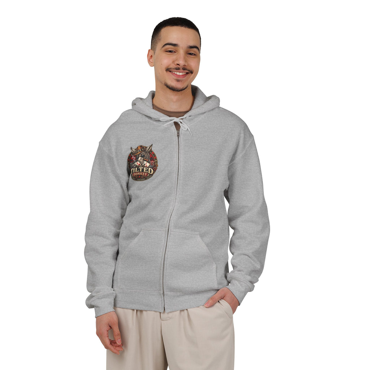 Unisex Heavy Blend™ Brand Label Poker Full Zip Hooded Sweatshirt