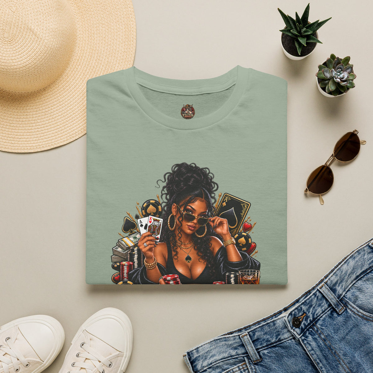 Poker Queen— "I Check Raise Be Careful" Graphic Tee