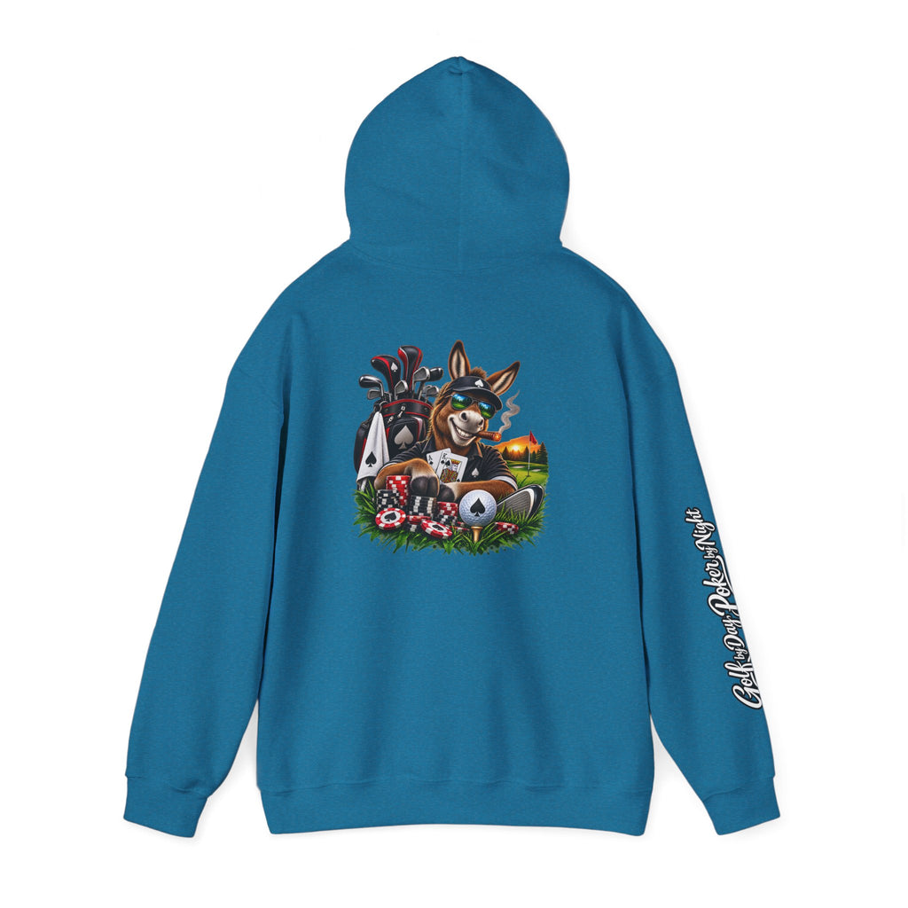 Golf Caddy/Poker Donkey Hoodie — Graphic Sleeve Script