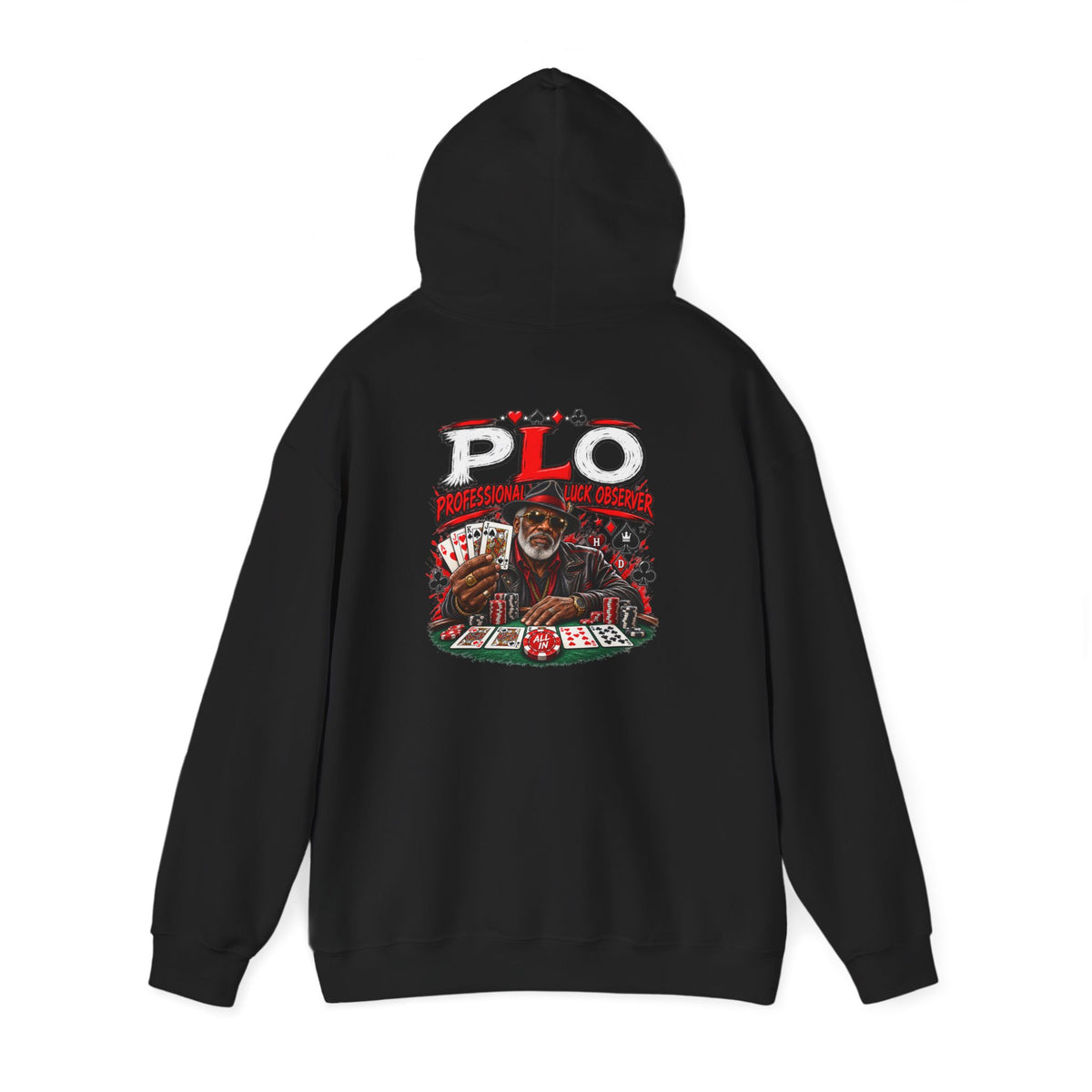 P.L.O. Poker Night Hoodie — Vintage Old-head Graphic Hooded Sweatshirt