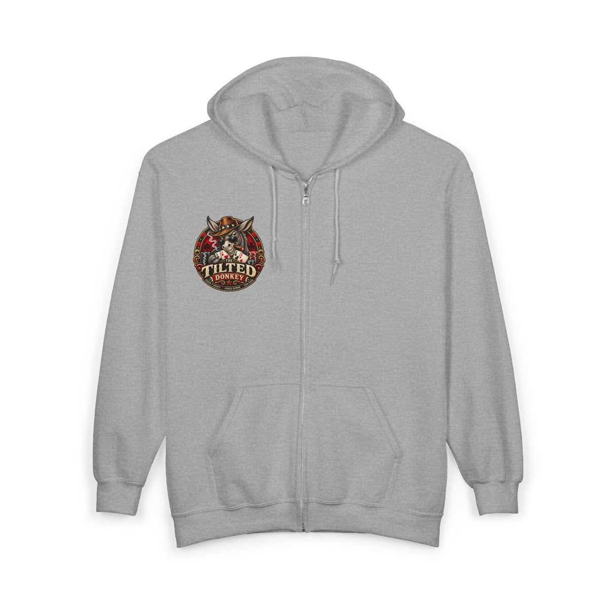 Unisex Heavy Blend™ Brand Label Poker Full Zip Hooded Sweatshirt