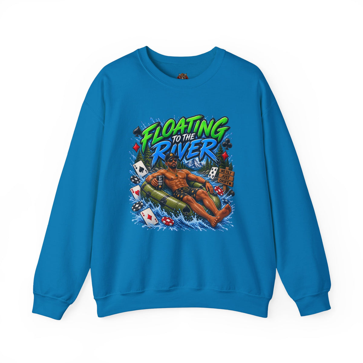 Crewneck Sweatshirt — "Floating to the River" Graphic Relaxed-Fit Pullover
