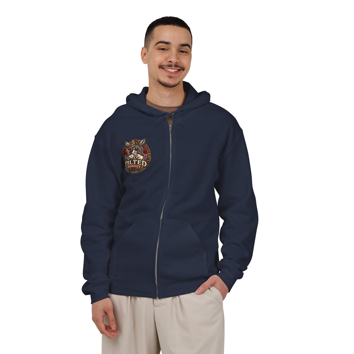 Unisex Heavy Blend™ Brand Label Poker Full Zip Hooded Sweatshirt