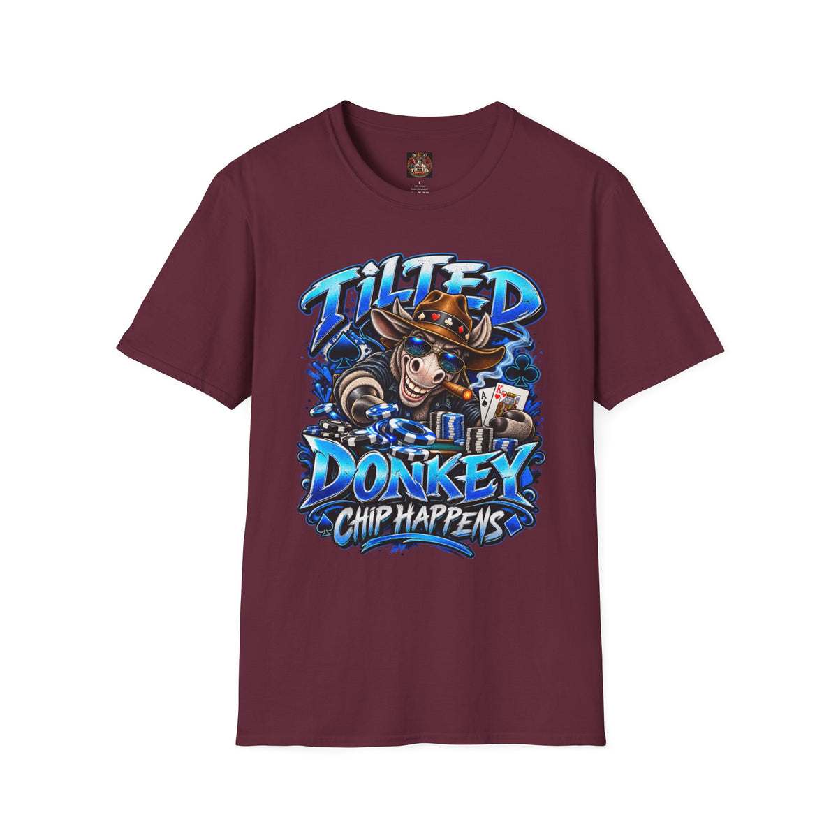 Tilted Donkey Chip Happens Graphic T-Shirt