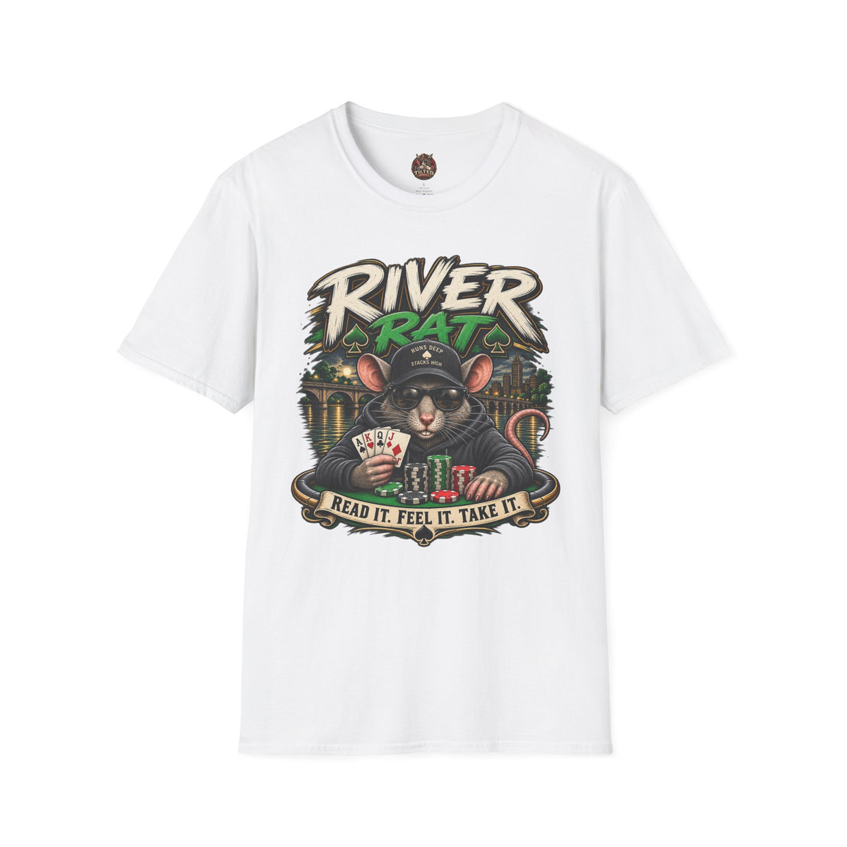 River Rat T-Shirt — 'River Rat' Graphic Tee with Playing Cards (Read It. Feel It. Take It.)