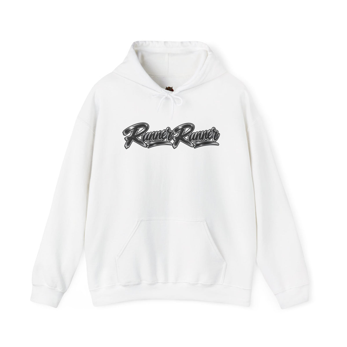 Runner Runner Graphic Hoodie — Vintage Script Poker Street-Art Back