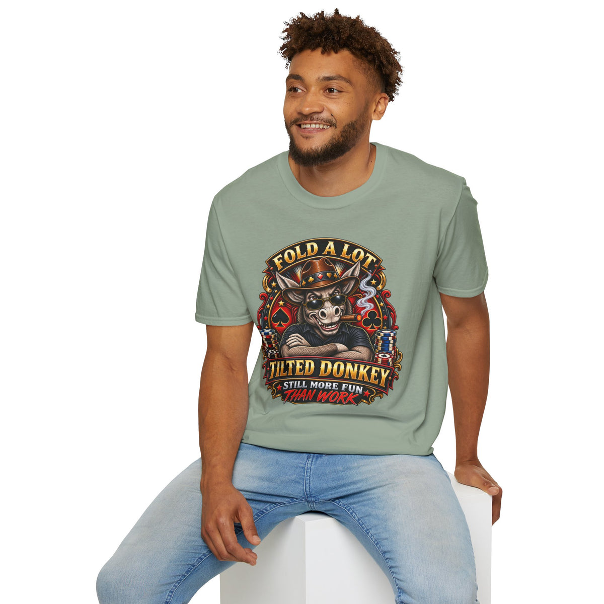 Fold A Lot Donkey Poker T-Shirt —Tilted Donkey