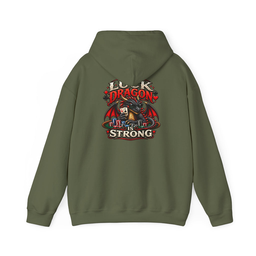 Dragon  Strength Hoodie — "My Luck Dragon Is Strong" Graphic POKER Pullover