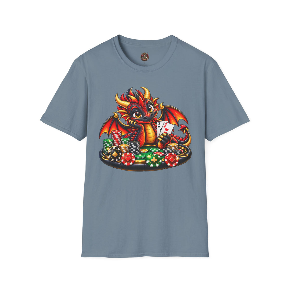 Dragon Poker Tee — Cute Red Dragon with Dice & Poker Chips T-Shirt