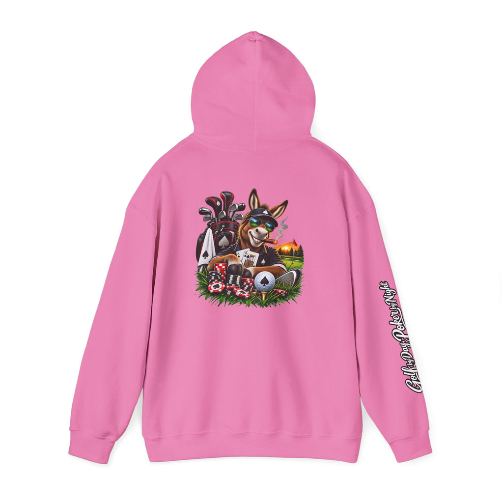 Golf Caddy/Poker Donkey Hoodie — Graphic Sleeve Script