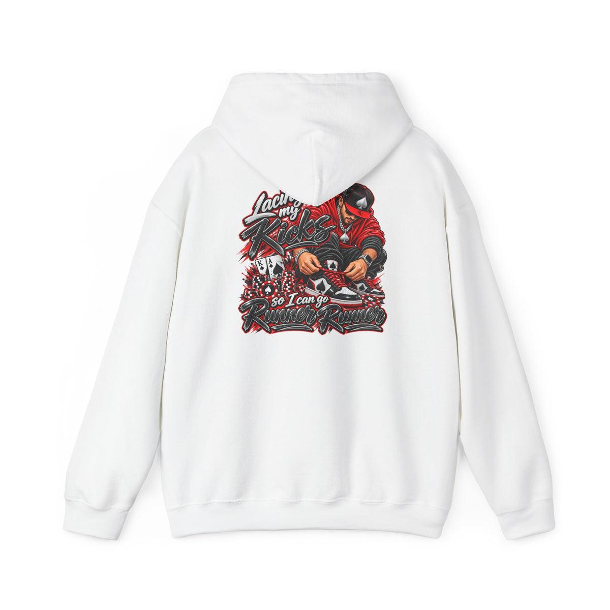 Poker-Inspired Streetwear Lace-up Graphic Hoodie