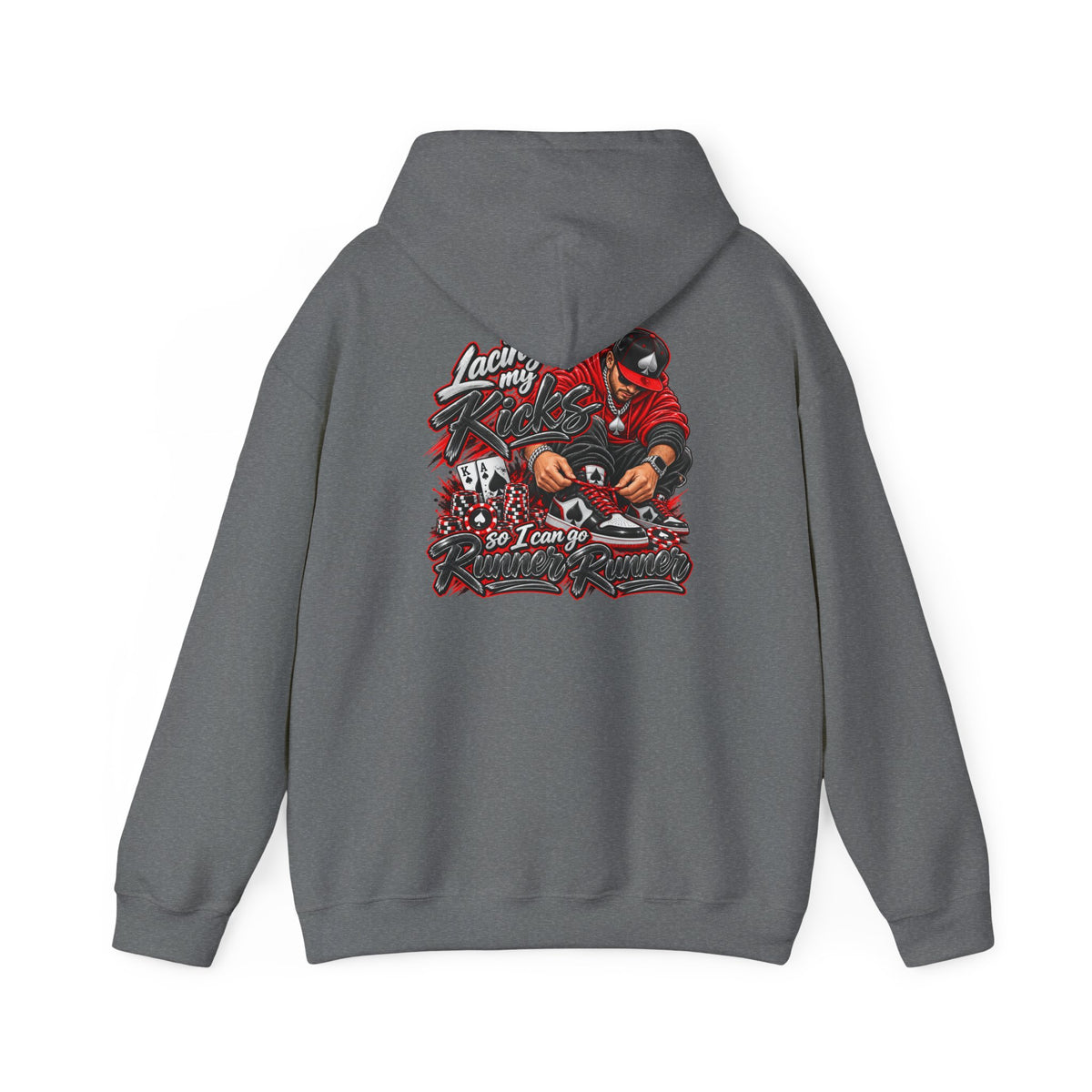 Poker-Inspired Streetwear Lace-up Graphic Hoodie