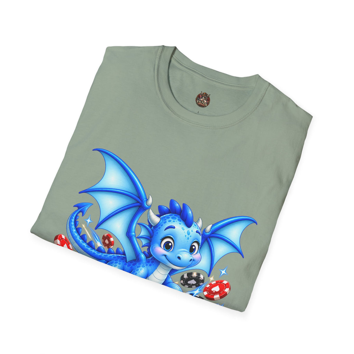 Cute Blue Dragon with Poker Chips T-Shirt