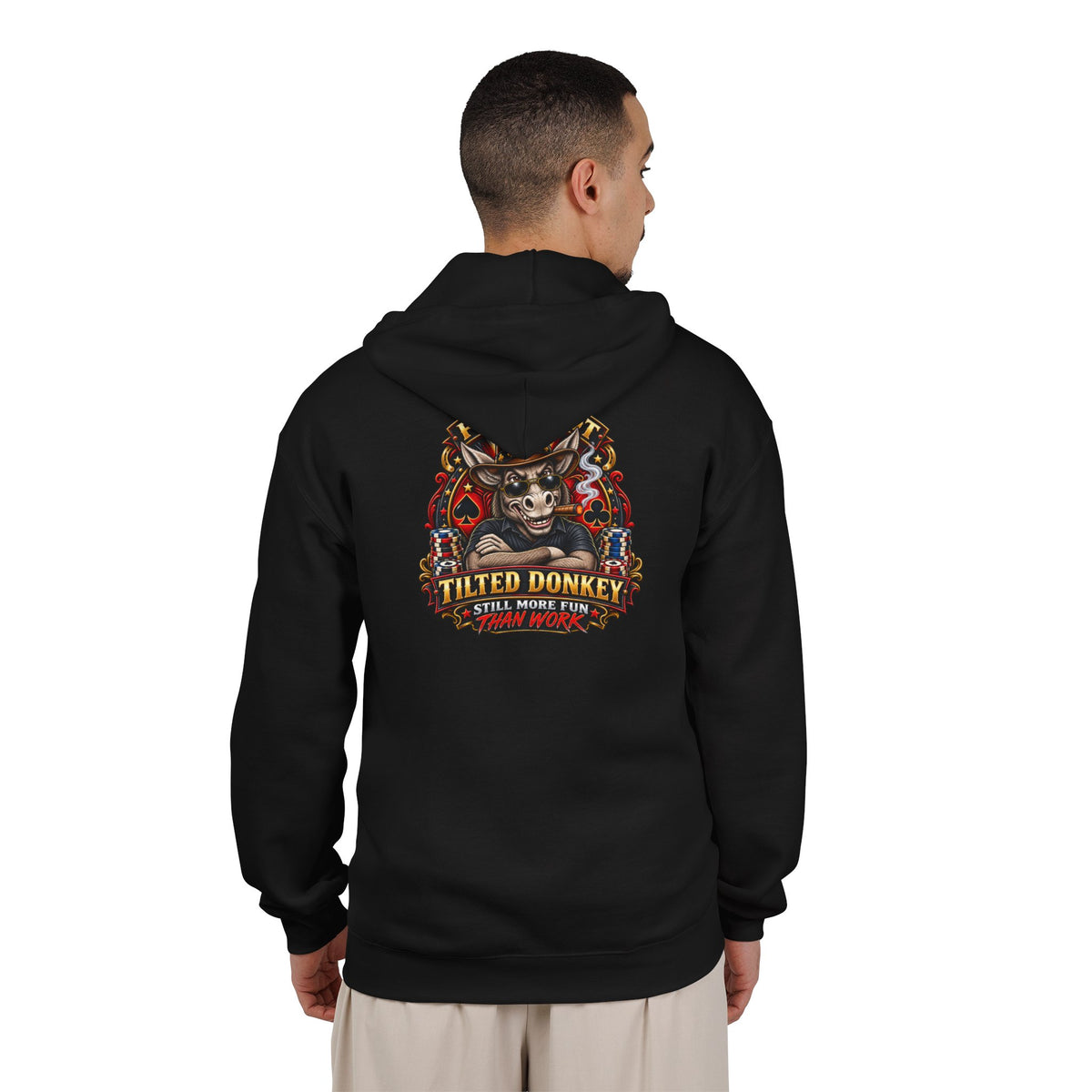 Unisex Heavy Blend™ Brand Label Poker Full Zip Hooded Sweatshirt
