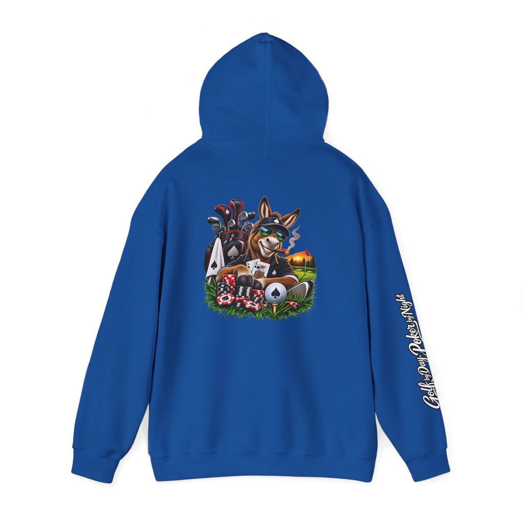Golf Caddy/Poker Donkey Hoodie — Graphic Sleeve Script