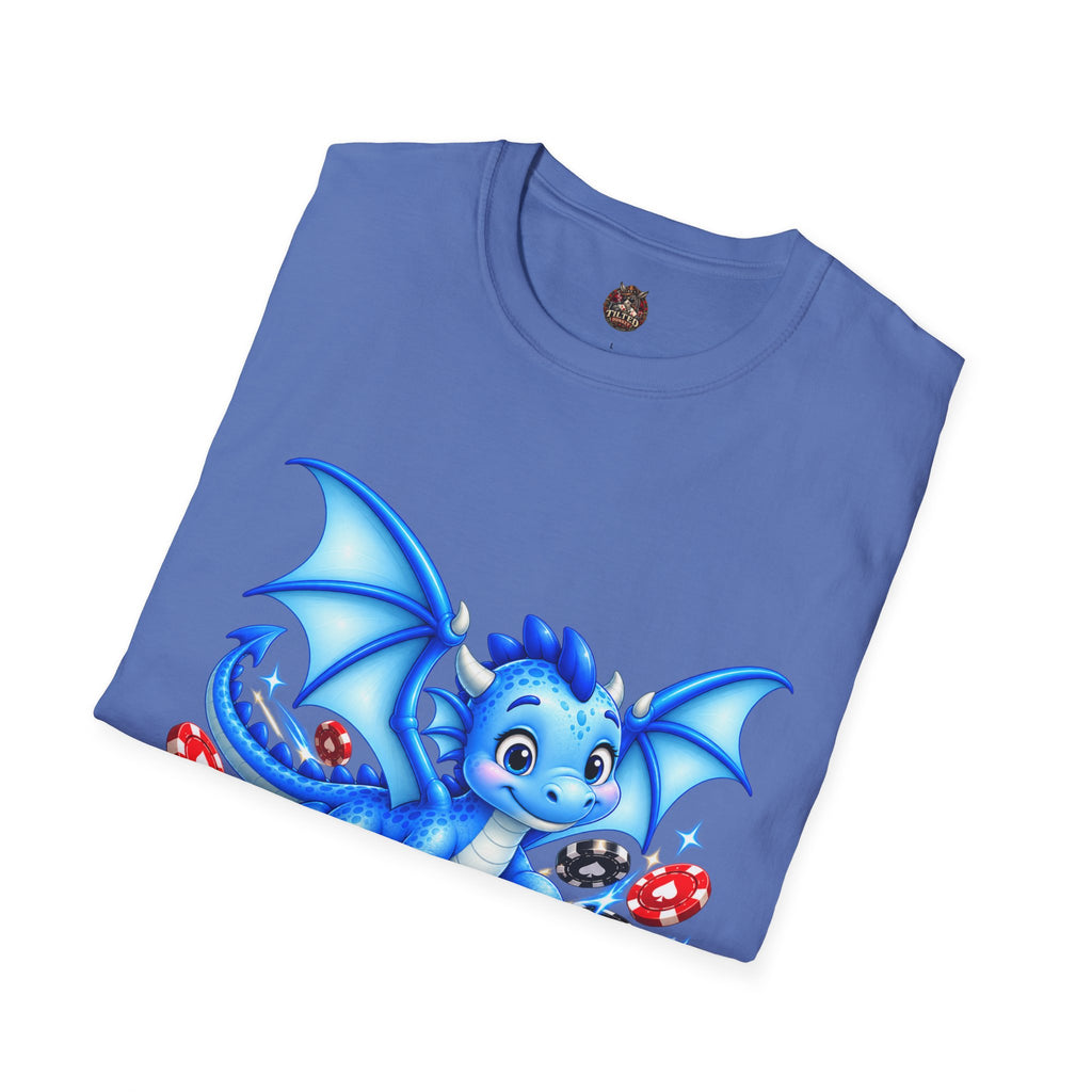 Cute Blue Dragon with Poker Chips T-Shirt