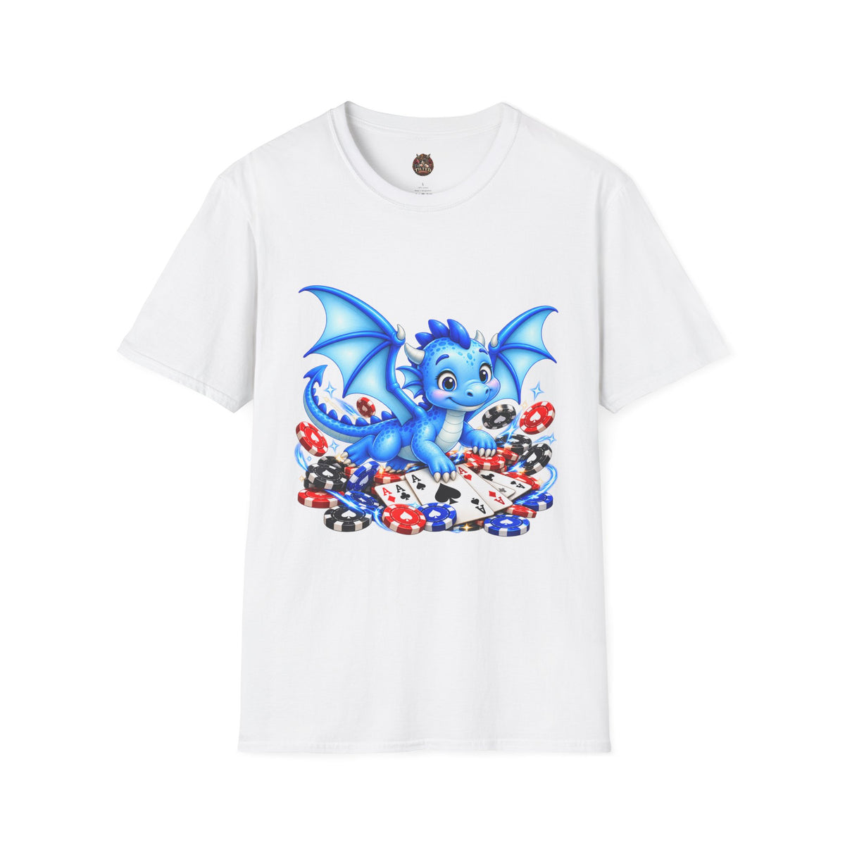 Cute Blue Dragon with Poker Chips T-Shirt