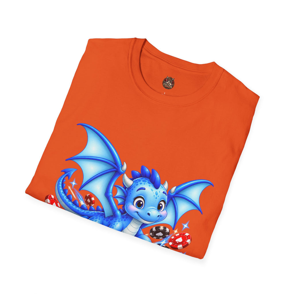 Cute Blue Dragon with Poker Chips T-Shirt